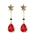 JH Wholesale Star Stud Women Jewelry Red Drop Crystal Glass Charm Earring for Women Gift