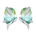 Wholesale Original Design 925 Sterling Silver Snake Stud Earrings Gradient Green Transparent Glass Earrings for Women BSE731