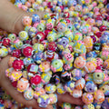Hand Painted Acrylic Beads Cute Printing Beads Drawing UV Beaded Loose Diy Bracelet Mobile Phone Chain Key Pendant Jewelry