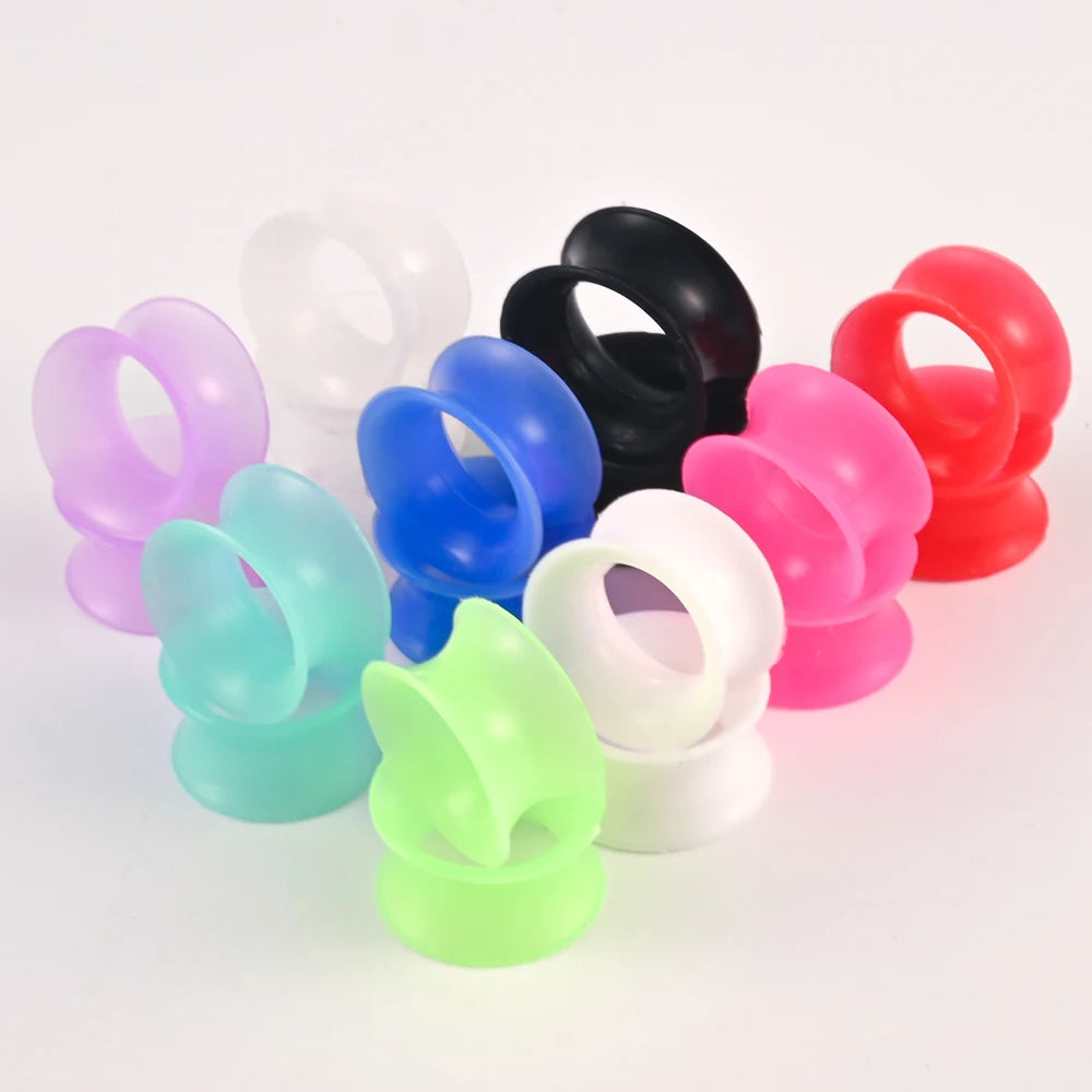 Evorte Classic High Grade Silicone Plugs Piercing 3-25mm Ear Tunnels for Stretching Ears Lobe Jewelry with Claw Setting
