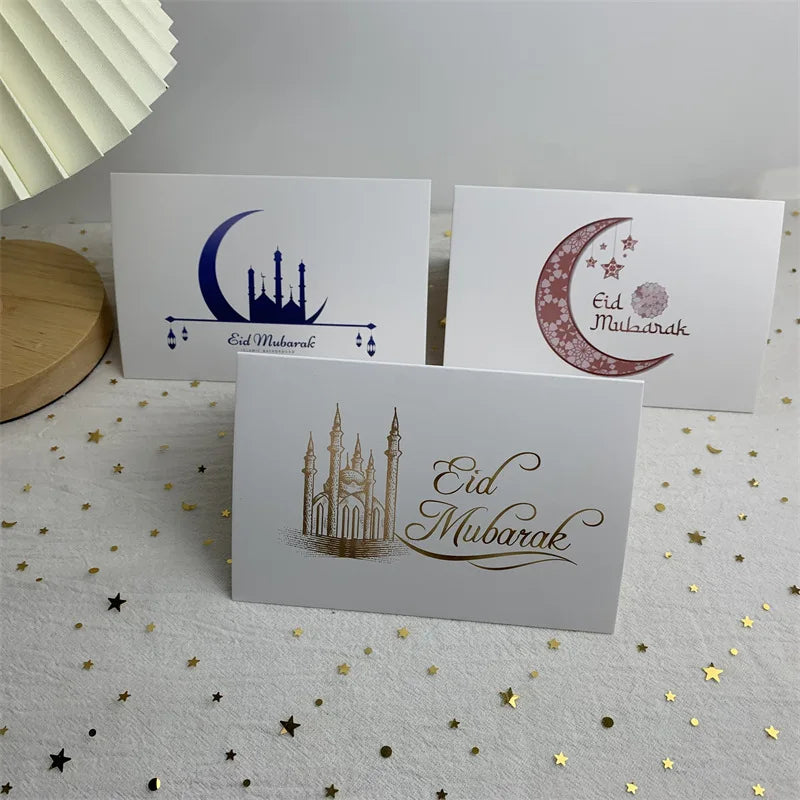 6PCS Muslim Holiday Eid Message Card Thank You Ramadan New Year Birthday Card for Eid Festival in Stock Holiday Cards XJ0540