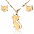 2021 Cute Necklace Earrings Gold Plating Stainless Steel Animal  Necklace Earrings Set for Women Jewelry