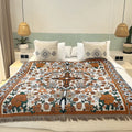 Custom Geometric Picnic Woven Blanket Boho Style Recycled Cotton Rugs