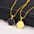 Geometric New Design Hexagon Pendant Wholesale Long Link Chain Necklace Stainless Steel Jewelry for Men PN-1720