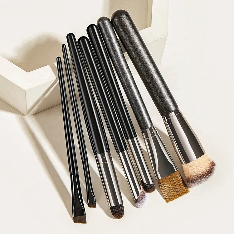 Professional Private Label Cosmetic Tool Eye Mask Face Black 9pcs Makeup Brushes