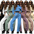 Autumn/Winter Casual Stylish Short Pullover New Solid Pattern Zip-Up Long Sleeve Drawstring Pockets Coordinating Trousers Set