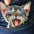 Exquisite Iron on Embroidery Lifelike Cat Patch for Clothes Bag Decoration