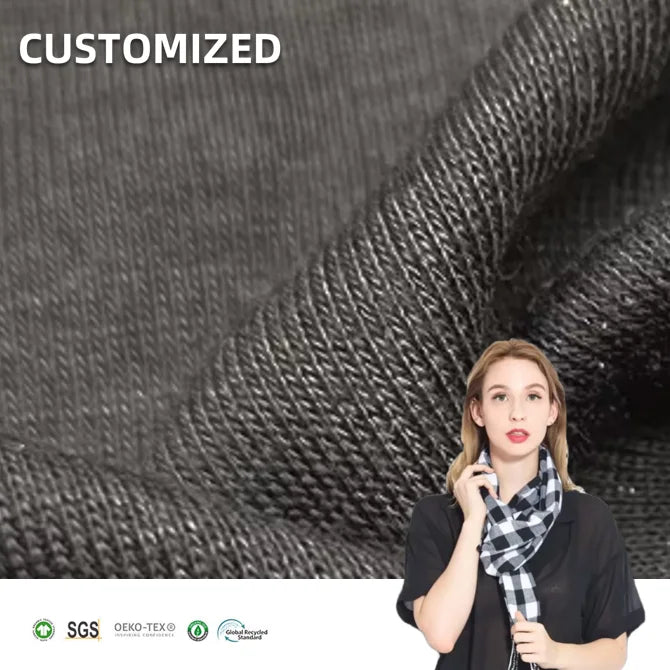 Stretch Wrinkle Resistant Quick-dry Melange 97% Polyester 3% Spandex Brushed 1x1 Rib Fabric for T-shirt Girls Skirts Dresses
