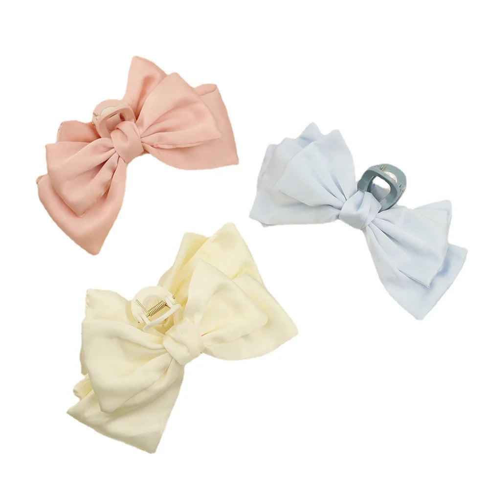 Women's 15.5CM Large Beautiful Fabric Hair Claws Ribbot Bow Hair Styling Accessories for Girls' Hair Styling