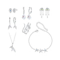 Fashion Sterling Silver Jewelry Sets Fine Jewelry Marine Series Fishtail Octopus Starfish Bracelet Necklace Ring Earrings Set