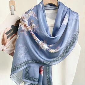 100% Mulberry Silk Long Scarf for Women Large Sunscreen Shawls Wraps Fashion Designer Scarf Lightweight Wraps