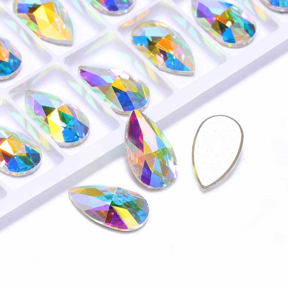 QIYI Wholesale Drop FlatBack Bevel Stone Glass Crystal AB Flat Back Coloful Rhinestones Buttons for Bouquet Rhinestones
