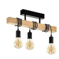 Wooden Pendant Lamp Bar Restaurant Kitchen Island Living Room Vintage Lighting 3-Light Ceiling Hanging Chandelier Light
