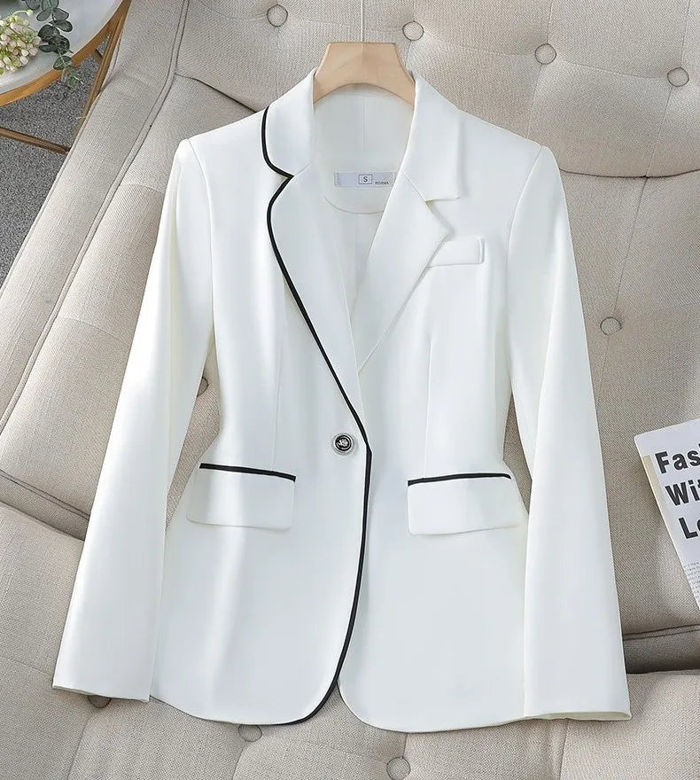 High Quality Women's Formal Blazer Long Sleeve Office Outwear with Pockets and Button Decoration New Work Suit Jackets