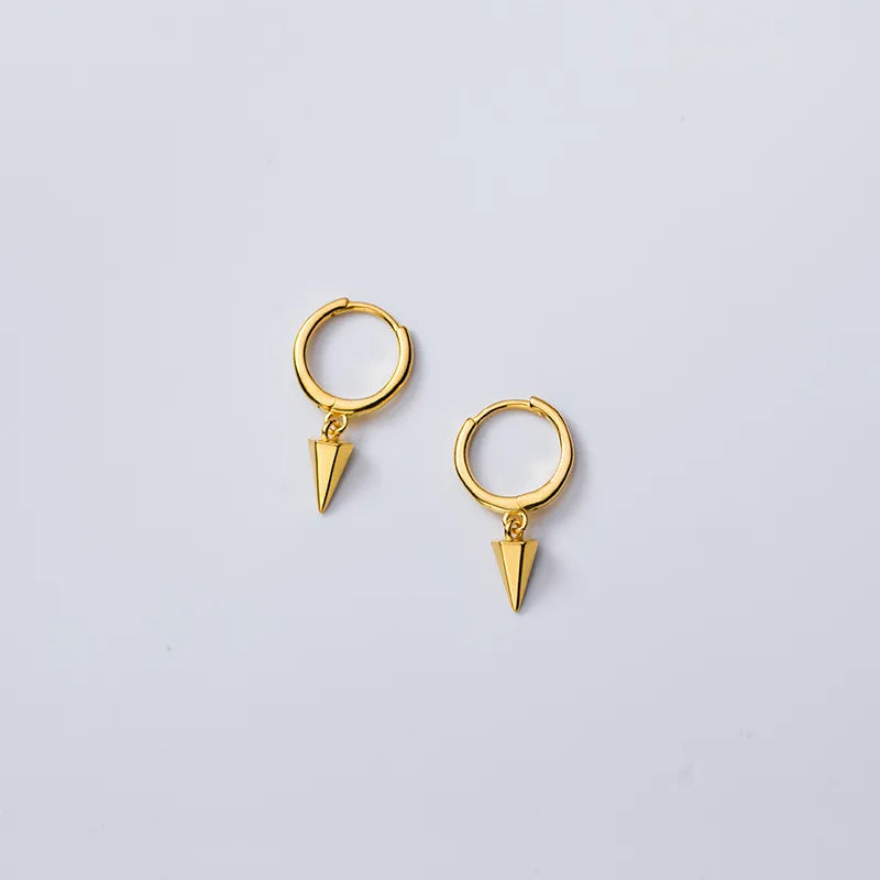 Small Cone Spike Pendant Hip Hop Earings 925 Sterling Silver Gold Plated Hoops Earrings Fashion Jewelry for Women Men
