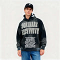 Custom Patch Embroidery Men'S Hoodies Heavyweght Acid Wash Vintage Oversized Distressed Y2k Applique Manufacturer Hoodie for Men