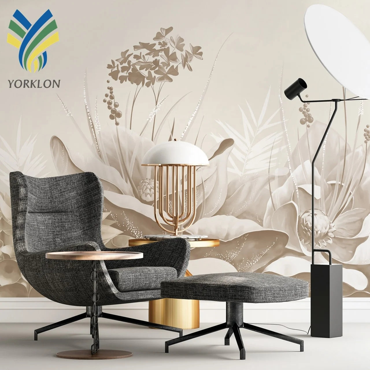 YKEX 080 Modern 3D Floral Wall Panel Beautiful Big Natural Flower Waterproof Home Decor for Living Room Fabric Mural Wallpaper