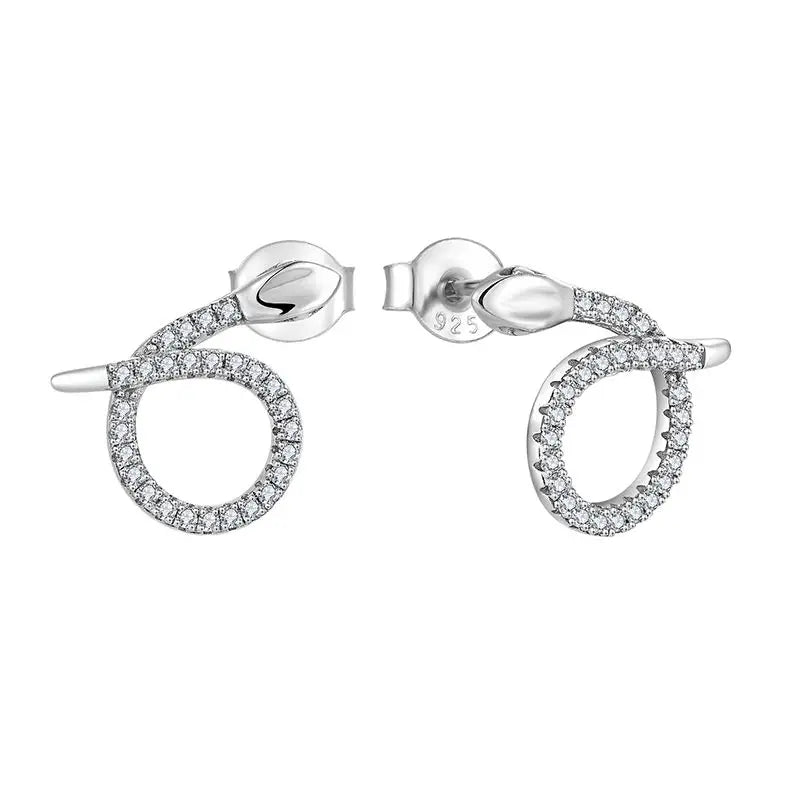 Wholesale Gemstone Jewelry New 925 Sterling Silver Micro-Ringed Small Snake Earrings Single Long Snake Studs