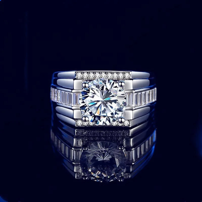 Men's Moissanite Wedding Ring S925 Silver Solitaire Ring 3Carat D Color VVS1 Clarity Moissanite Engagement Rings for Men
