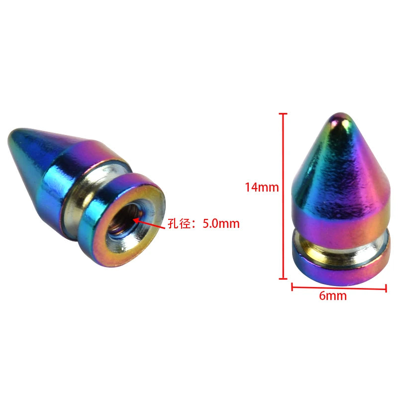 6*14mm Metal Rainbow Bag Leather Belt Rivet Spikes Studs Screw Rivet