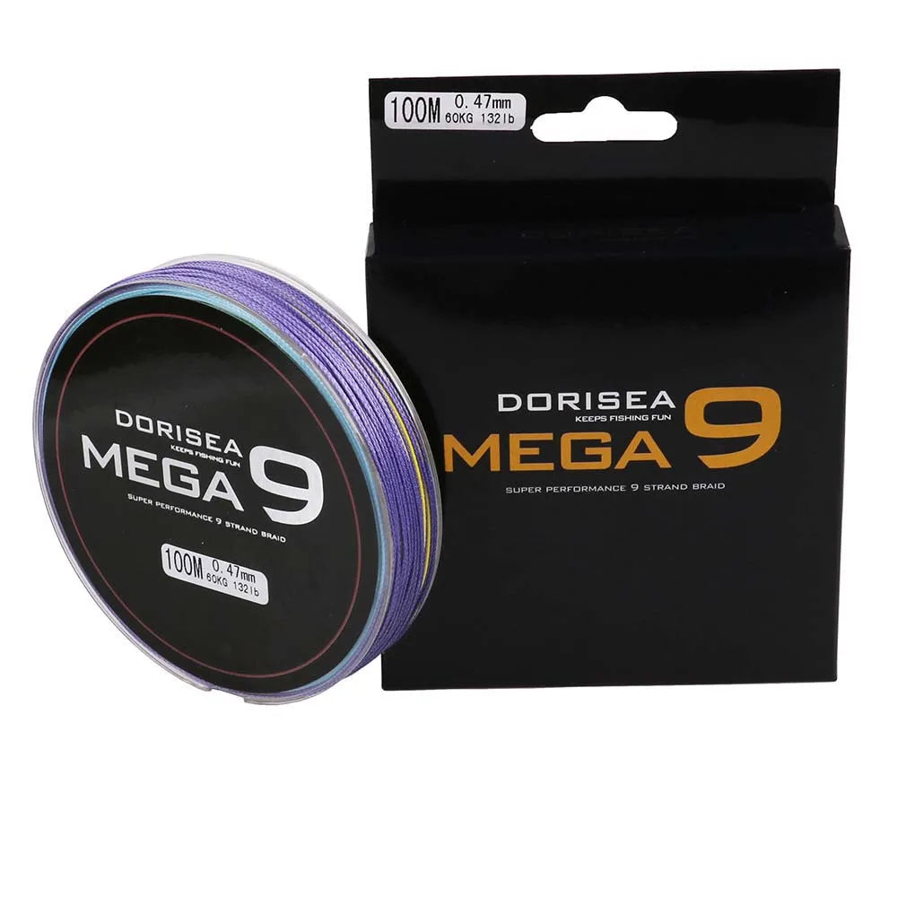 DORISEA MEGA 9 Strands PE Extreme Multifilament Braided Fishing Line 100M 25LB-160LB Floating River Lake Stream Braided Wire