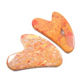 Huiying Hot Sale Heart Shape Scraping Massage Tools Natural Mookaite Jasper Face Guasha Board for SPA Acupuncture Treatment