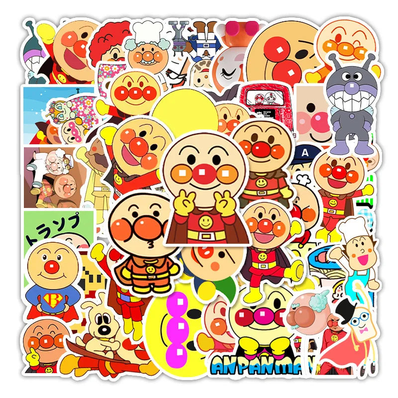 52Pcs Japanese Anime Anpanman Graffiti Stickers for Bottle Luggage Car Decoration Vinyl Cartoon Sticker