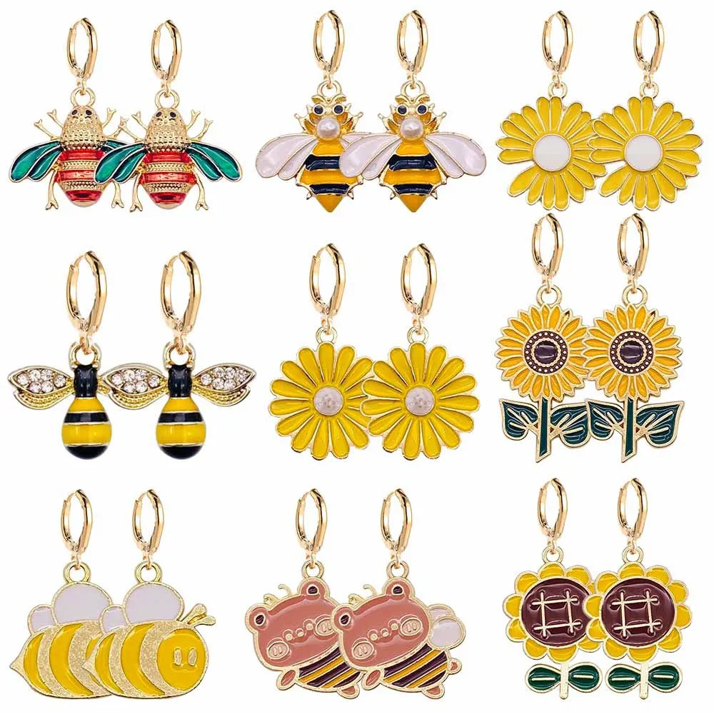 Fashion Cute Bee Pearl Earring Honeybee Pendant Jewelry Accessories Earrings for Women Gift