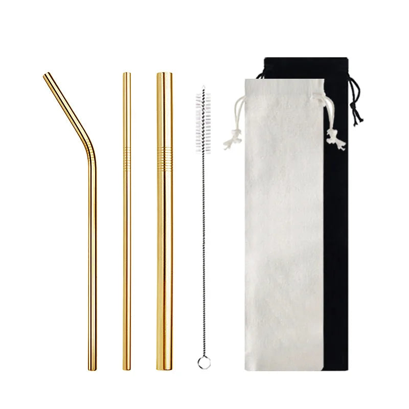 Reusable 304 Stainless Steel Drinking Straw Metal Straw Outdoor Portable Straw Set