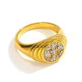 Fenyi Wholesale Jewelry Women's Unique Waterproof and Rust-proof Popular 18k Gold-plated Stainless Steel Jewelry Ring Gift