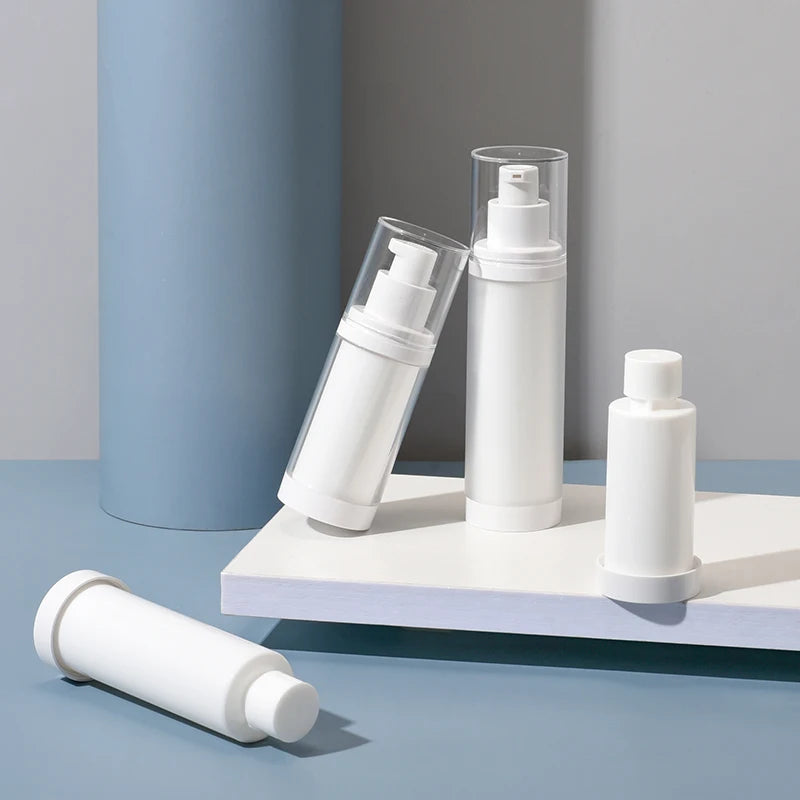 30/50/100ml White Airless Acrylic Vacuum Pump Bottle with Pump Sprayer Screen Printing for Skin Care Serum Lotion Face Mask