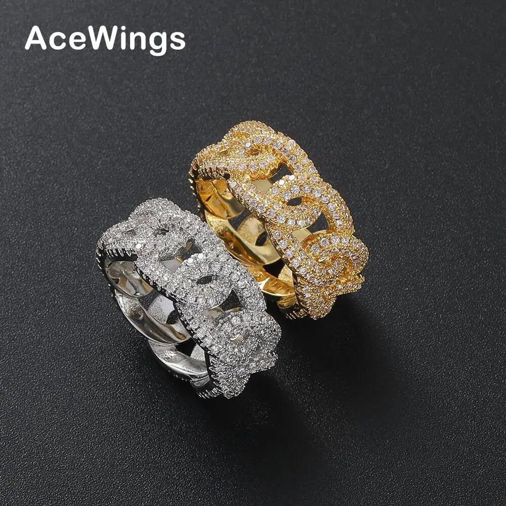 R057  11mm Brass Ring Cubic Zircon Jewelry for Men and Women Rings