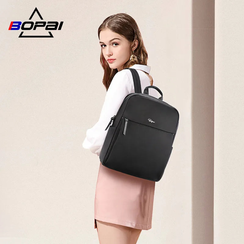 OEM BOPAI Newest Fashion Trendy Waterproof Ladies Preppy 14 Inch Laptop Casual Anti Theft Keychain Lightweight Women Backpack