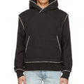 Pure Cotton Men Hoodies Pullover French Terry Contrast Stitching in White Rib Cuffs Hem Custom Mens Black Hoodies