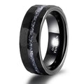OAHLAN Fashion Male Jewelry 8mm Hammered Aluminum Slag Inlay Black Tungsten Carbide Rings for Men Wedding Engagement Gift