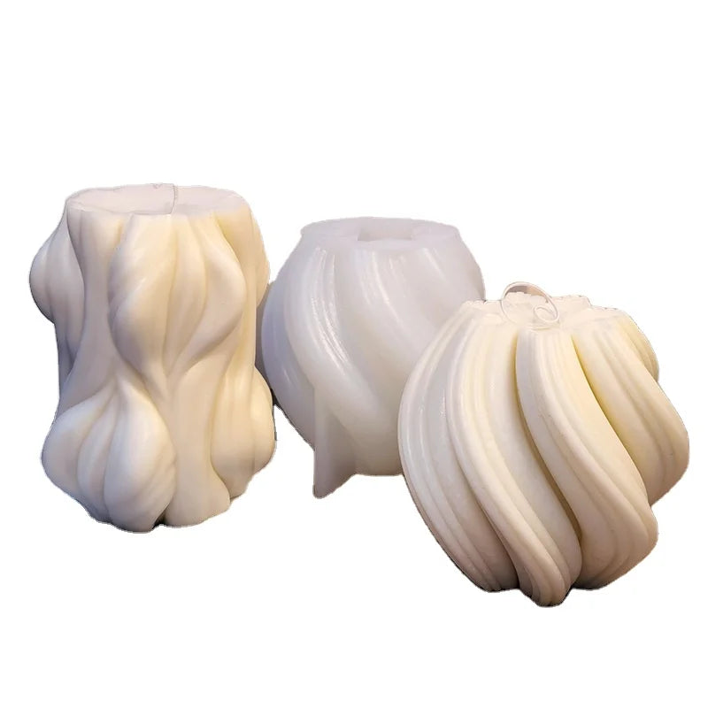 2024 INS Irregular Geometric Wave Art Large Scented Candles Decorative Flowers Wreaths and Plants Modern Silicone Candle Molds