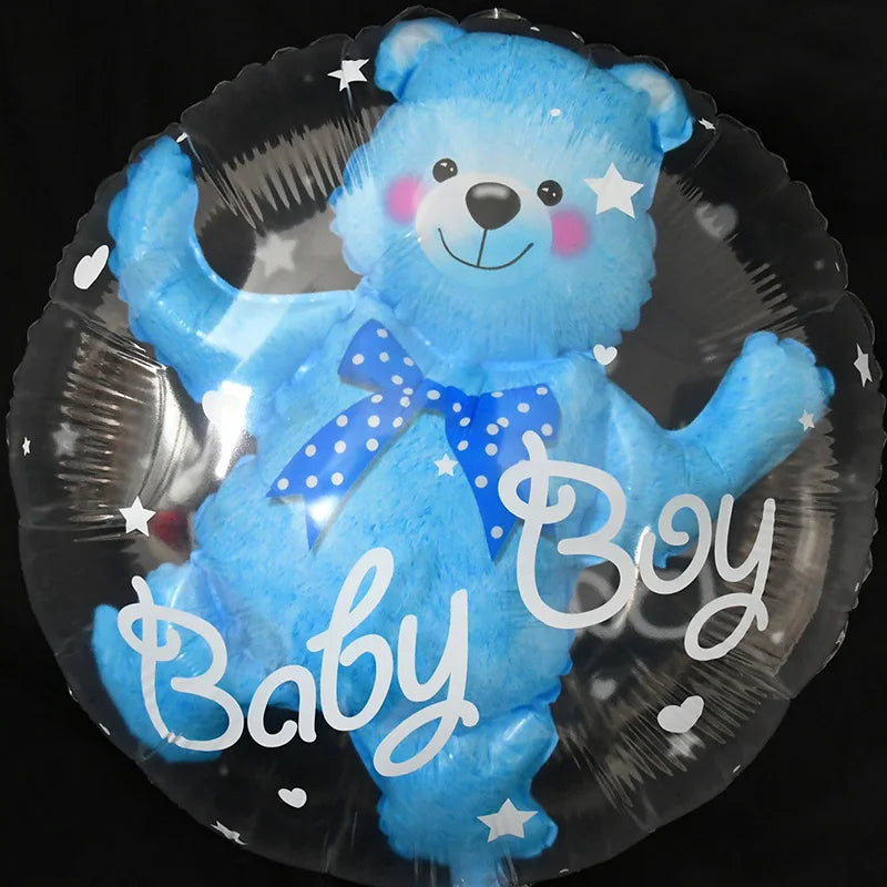 Baby Shower Transparent Baby Boy Girl Bear Bubble Ball Kids 1st Birthday Party Blue Pink Helium Balloon Gender Reveal XJ0720