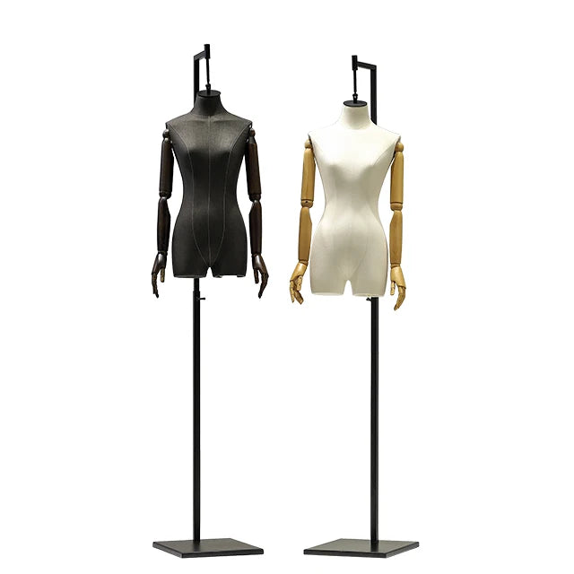 Fashion Men Mannequin Half Body Female Torso Headless Hanging Mannequin With Wooden Hand