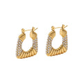 Fashion Jewelry Retro Stainless Steel 18K Gold Plated CZ Geometric Chunky Earrings for Women