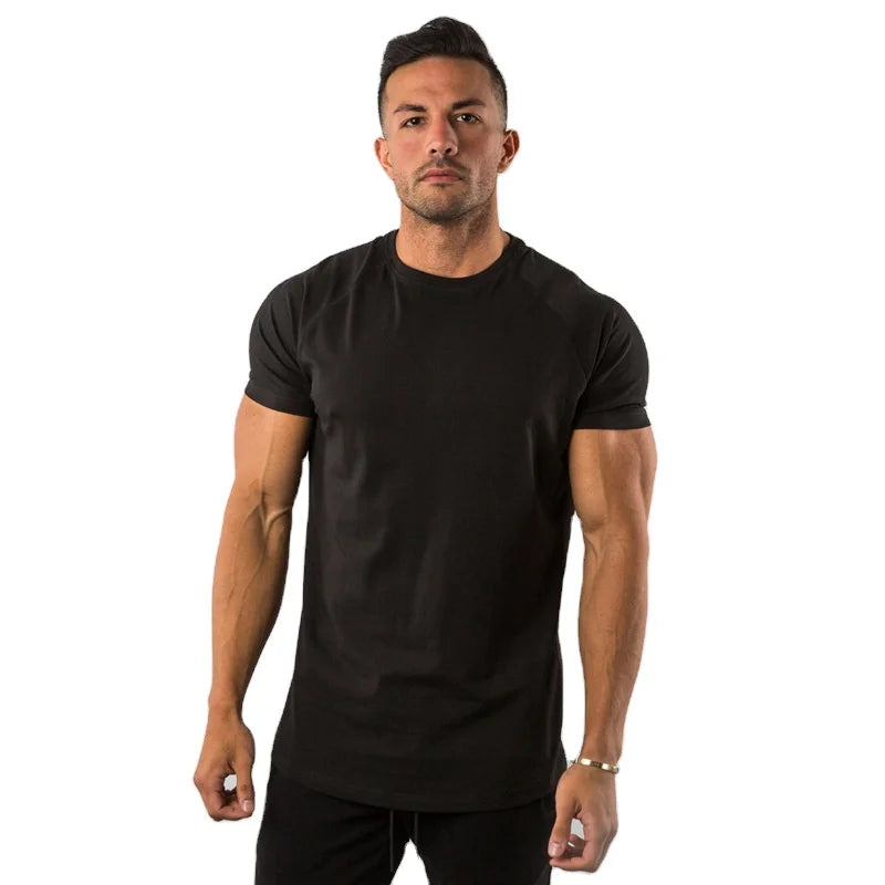 Custom logo Anti-bacterial Solid Color Summer Fitness Sports Men's Short-sleeved T-shirt