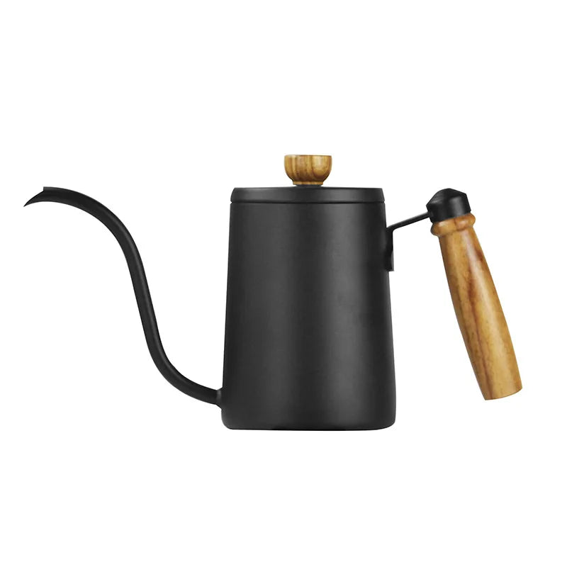 Hot Hand Drip Kettle Coffee Pot Three Colors Pour Over Stainless Steel Tea Coffee Kettle Gooseneck With Solid Wood Handle