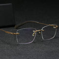 Solid Gold Frame Titanium Rimless Eyeglasses for Adults Optics Brand Male Spectacle Eyewear Gold Frame Eye Glasses for Men