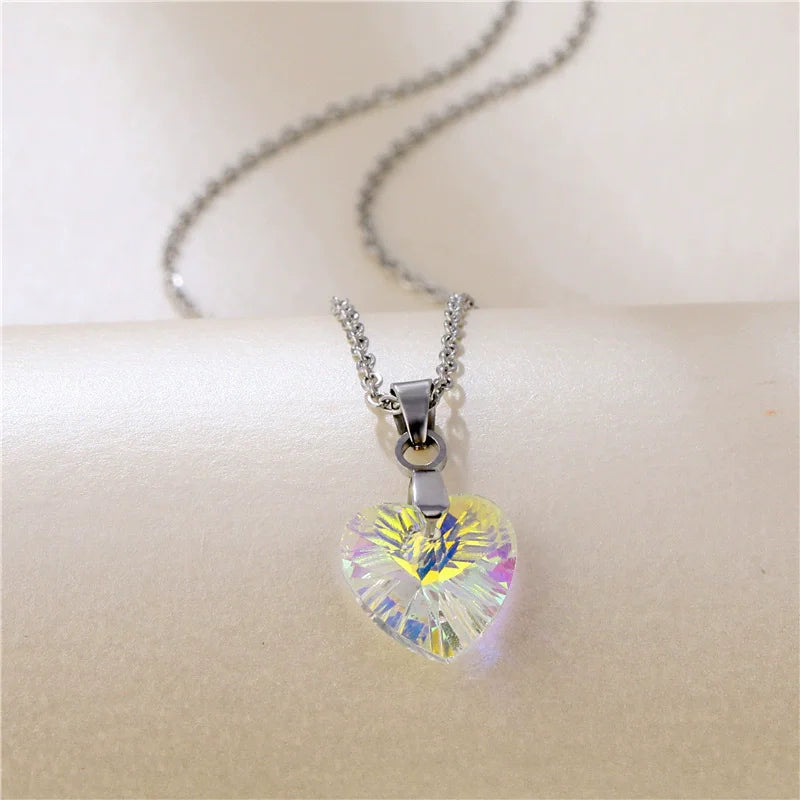 Heart Shaped Crystal Necklace Women's Collarbone Chain Necklace N2103283