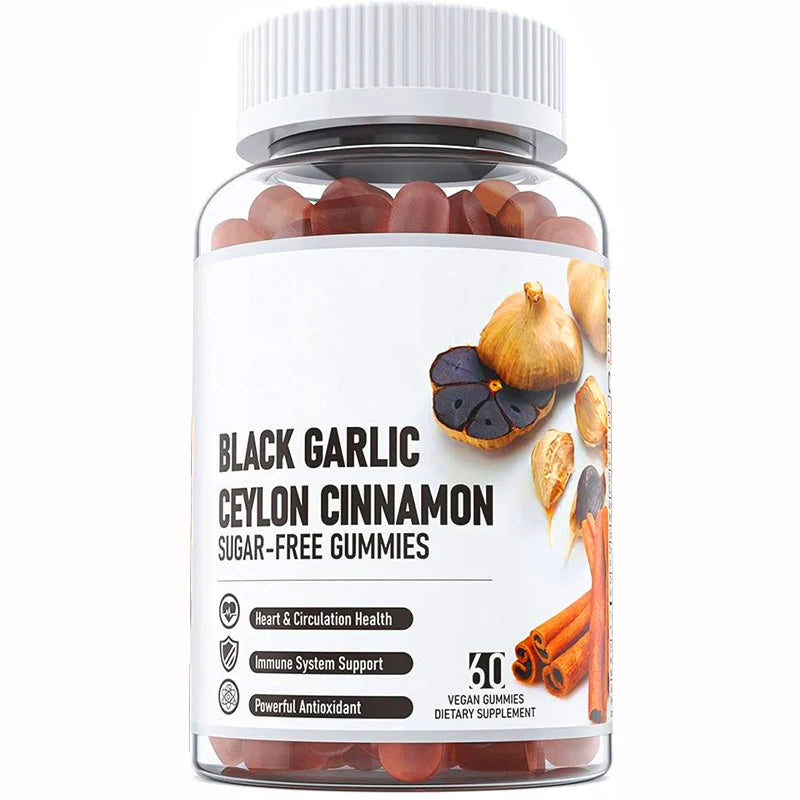 Aged Black Garlic Supplements 1000mg Plus Organic Ceylon Cinnamon and Chromium Gummy Candy