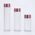 Skin Care Container 50ml 80ml 100ml Lotion Toner Essence clear PET Plastic Capsule Pill Bottle with Rose Gold Screw Cap