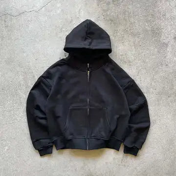 DCY Clothing Manufacturers Custom Zipper Hoodie BoxyBrushed Cotton Heavy Boxy HoodieBoxy Crop Hoodie 500Gsm Baggy Zip Hoodie