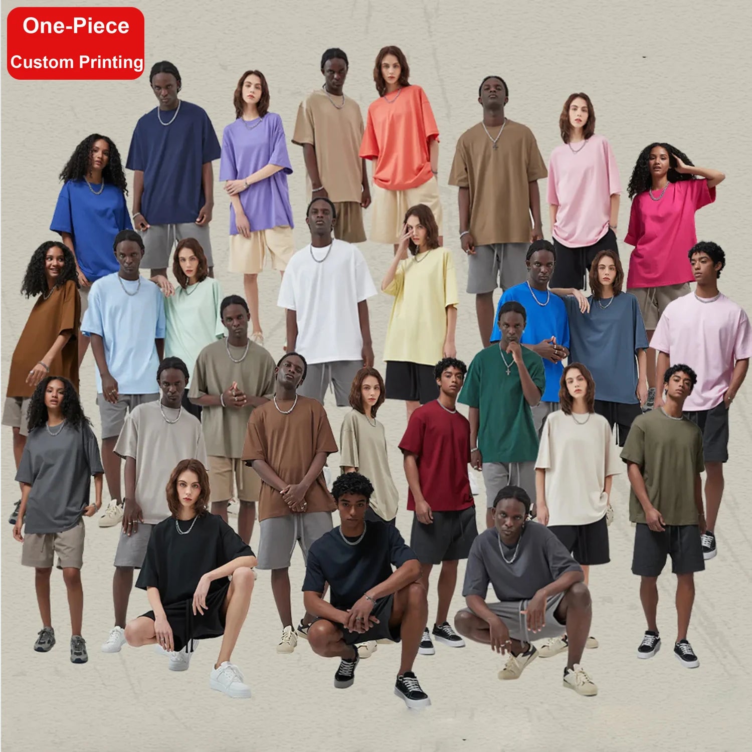 2025 Hot Sale 24 Colors 100% Cotton Woven Oversize Men's High Quality Quick Dry Eco-Friendly Street Wear Customized Logo