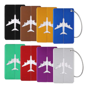 Fashion Polished Aluminium Alloy Luggage Tags with Rope Loop Name ID Card for Suitcase Travel