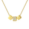 Trendy Fashion Jewelry Cube Shaped Pendant Cubic Zircon Inlay 18K Gold Plated 925 Sterling Silver Party Wedding Necklaces