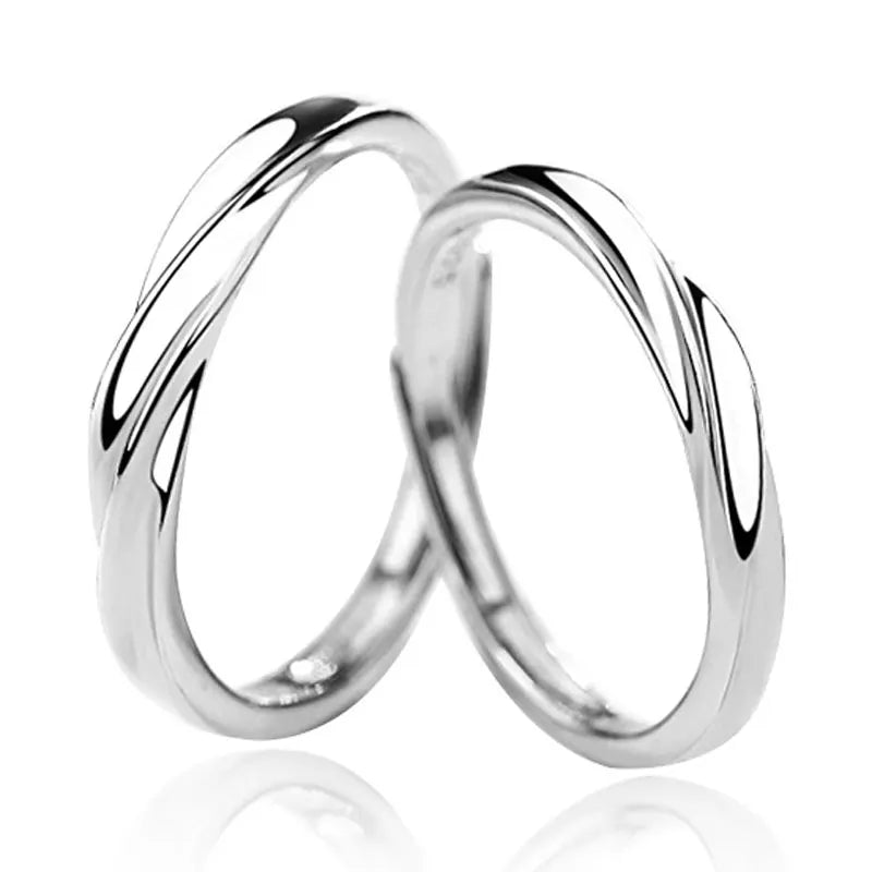 Simple Fashion Couple Rings Engagement Band Wedding Jewelry 925 Silver Zircon Ring